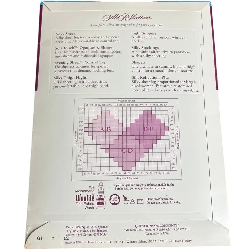 NWT Hanes Silk Reflection Silky Sheer Sandalfoot Pantyhose Size AB